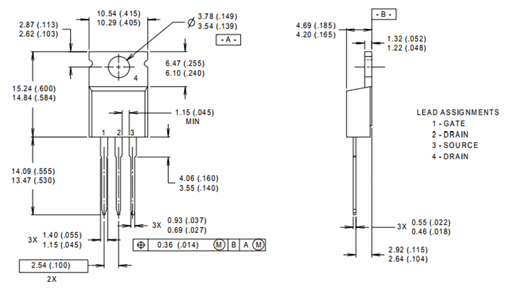 IRF3205 MOSFET Dimensions 